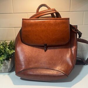 Faux Leather Wink Kangaroo Backpack EUC